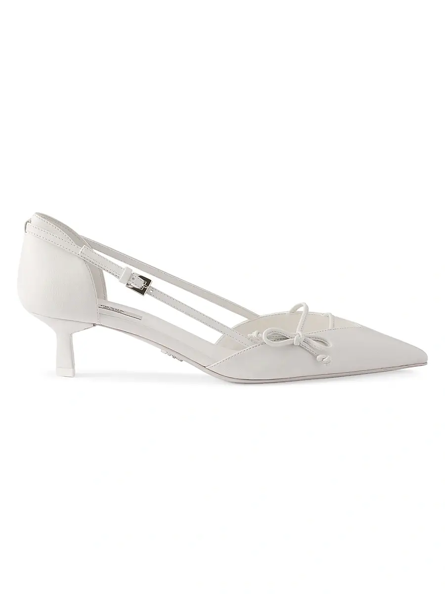 Prada Women's Open-Side Leather Pumps - Red | Thumbnail 6