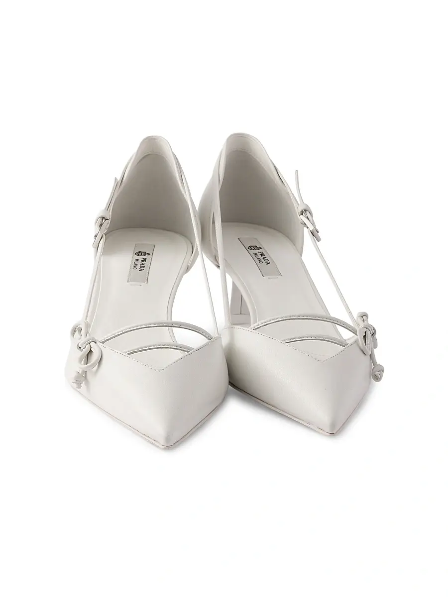 Prada Women's Open-Side Leather Pumps - Red | Thumbnail 7