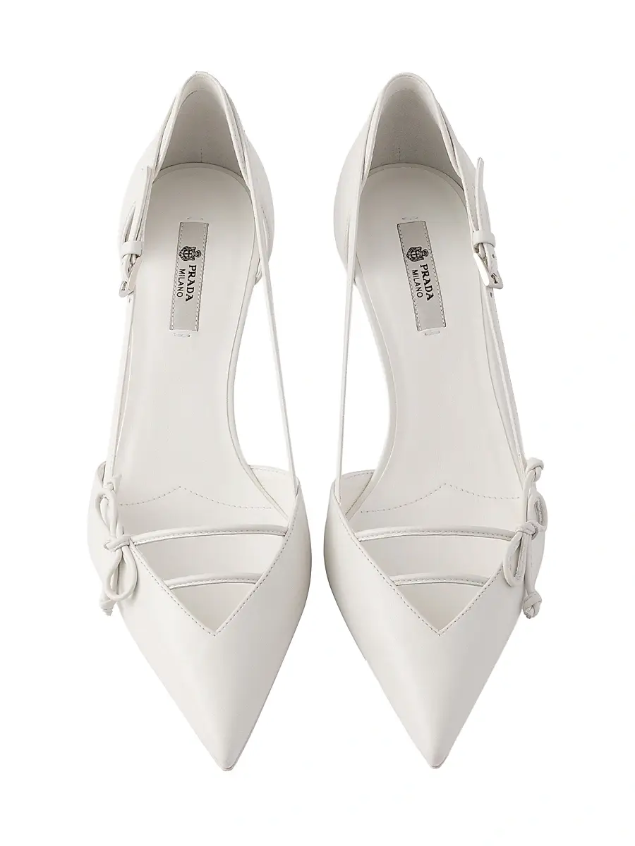 Prada Women's Open-Side Leather Pumps - Red | Thumbnail 9