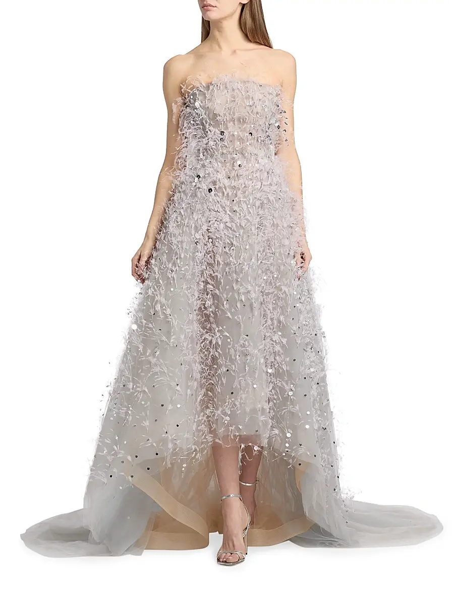 Oscar de la Renta Women's Point D'Esprit Strapless Ballgown | Thumbnail 2 Oscar de la Renta Women's Point D'Esprit Strapless Ballgown | Thumbnail 2