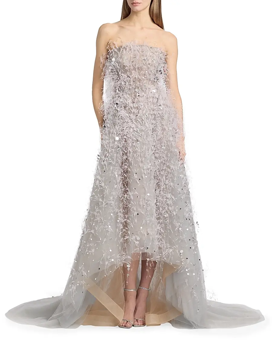 Oscar de la Renta Women's Point D'Esprit Strapless Ballgown | Thumbnail 3 Oscar de la Renta Women's Point D'Esprit Strapless Ballgown | Thumbnail 3