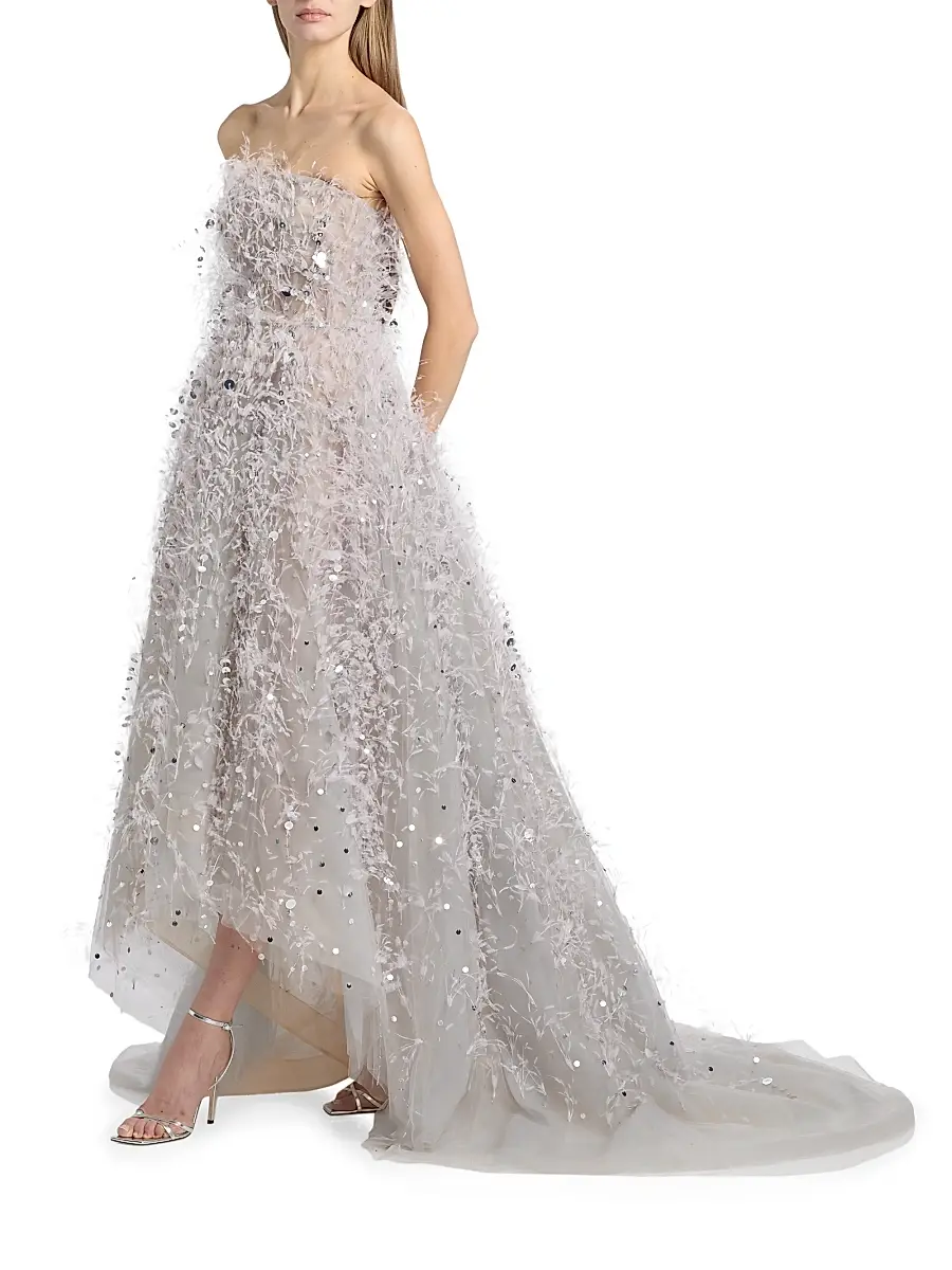 Oscar de la Renta Women's Point D'Esprit Strapless Ballgown | Thumbnail 4 Oscar de la Renta Women's Point D'Esprit Strapless Ballgown | Thumbnail 4