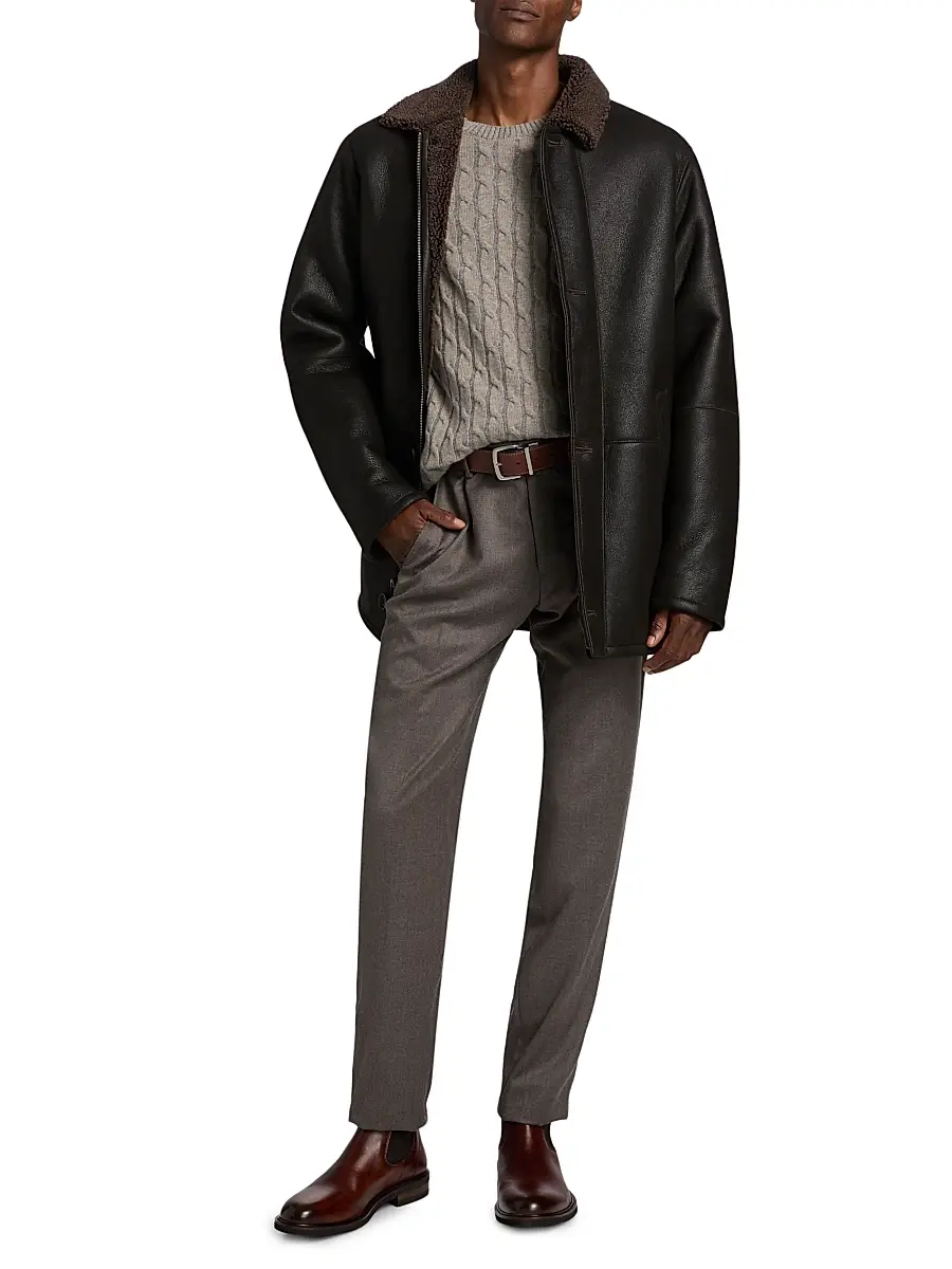 Saks Fifth Avenue Men's COLLECTION Shearling Car Coat | Thumbnail 2 Saks Fifth Avenue Men's COLLECTION Shearling Car Coat | Thumbnail 2
