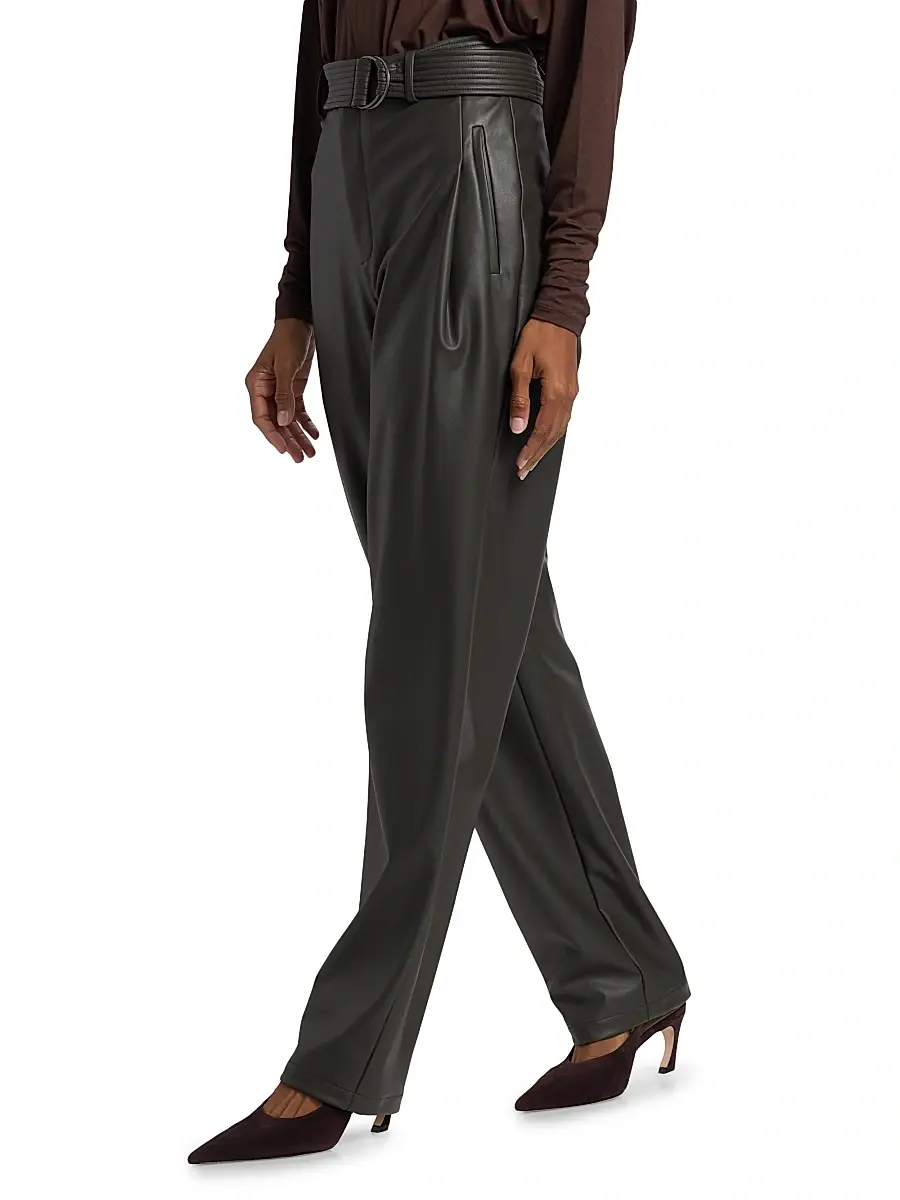 Lapointe Women's Belted Faux-Leather Tapered Trousers | Thumbnail 4 Lapointe Women's Belted Faux-Leather Tapered Trousers | Thumbnail 4
