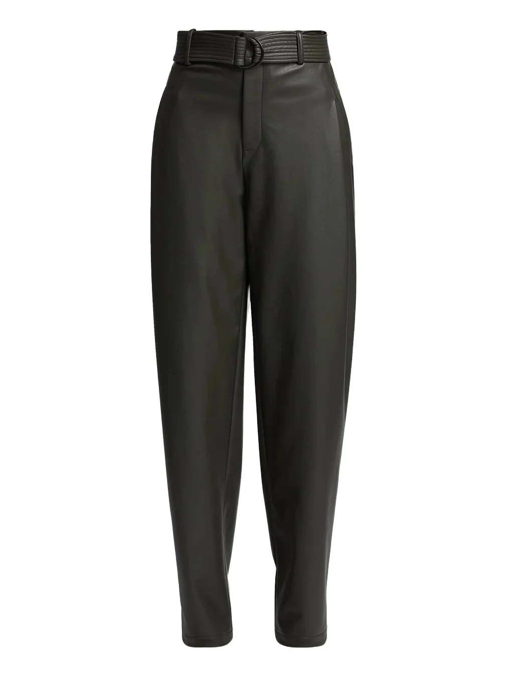 Women's Belted Faux-Leather Tapered Trousers Women's Belted Faux-Leather Tapered Trousers