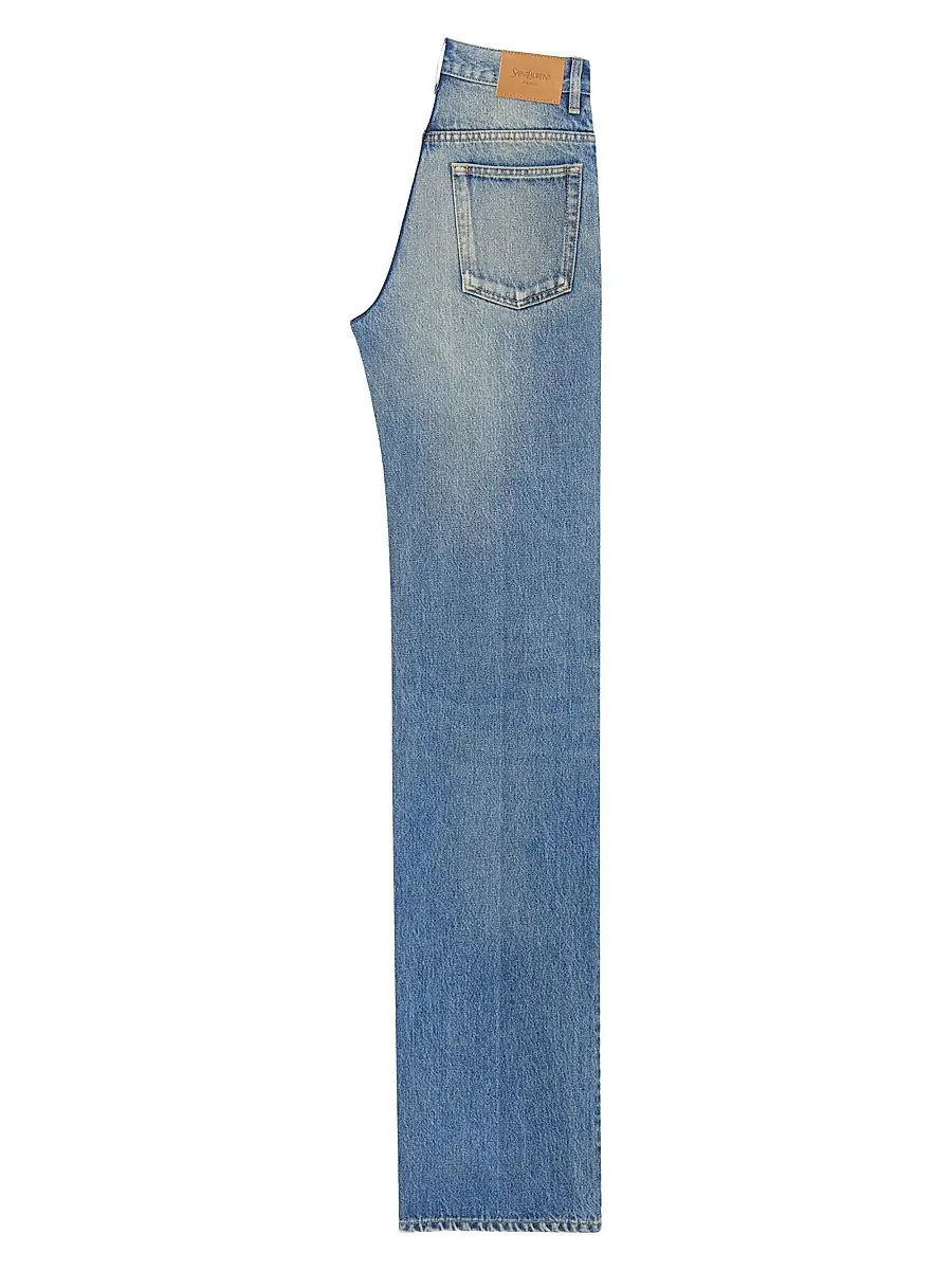 Saint Laurent Women's Yves Flared Jeans in Denim - Midi Blue | Thumbnail 3 Saint Laurent Women's Yves Flared Jeans in Denim - Midi Blue | Thumbnail 3
