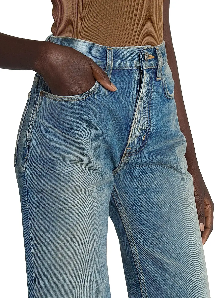 Saint Laurent Women's Yves Flared Jeans in Denim - Midi Blue | Thumbnail 6 Saint Laurent Women's Yves Flared Jeans in Denim - Midi Blue | Thumbnail 6