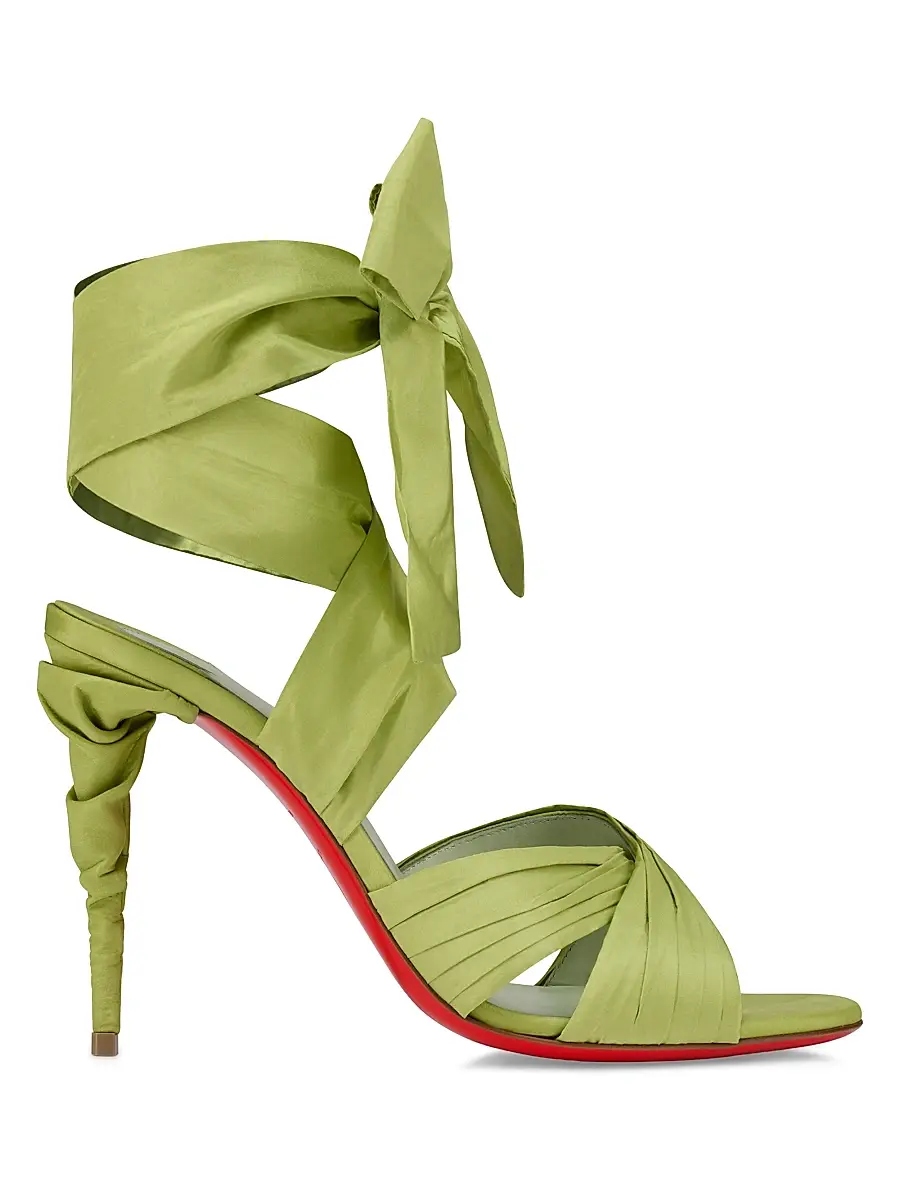 Christian Louboutin Women's Affabula Lace-Up 0MM Silk Taffeta Sandals - Haiiro | Image 1 Christian Louboutin Women's Affabula Lace-Up 0MM Silk Taffeta Sandals - Haiiro | Image 1