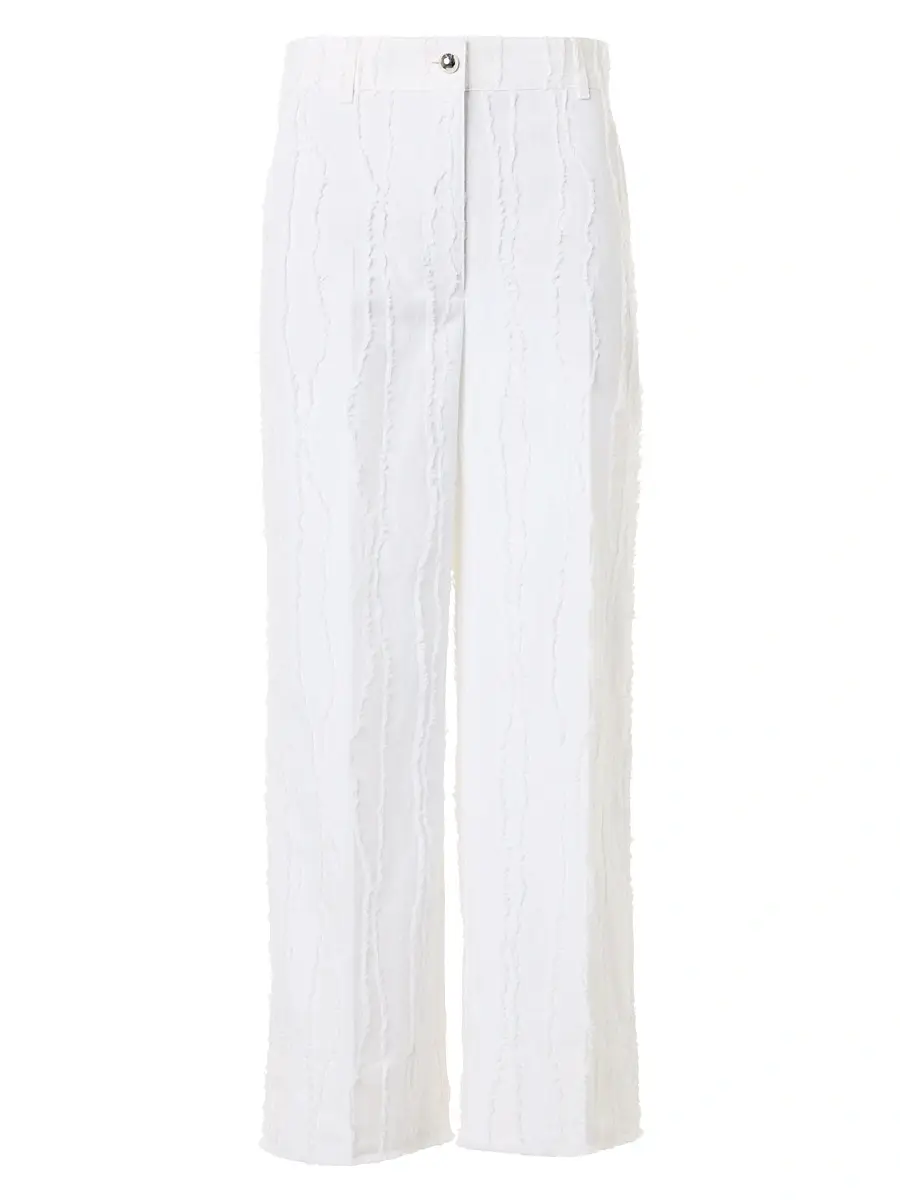 Akris punto Women's Chiara Fringed Wave Jacquard Cotton Crop Pants - Cream | Image 1 Akris punto Women's Chiara Fringed Wave Jacquard Cotton Crop Pants - Cream | Image 1