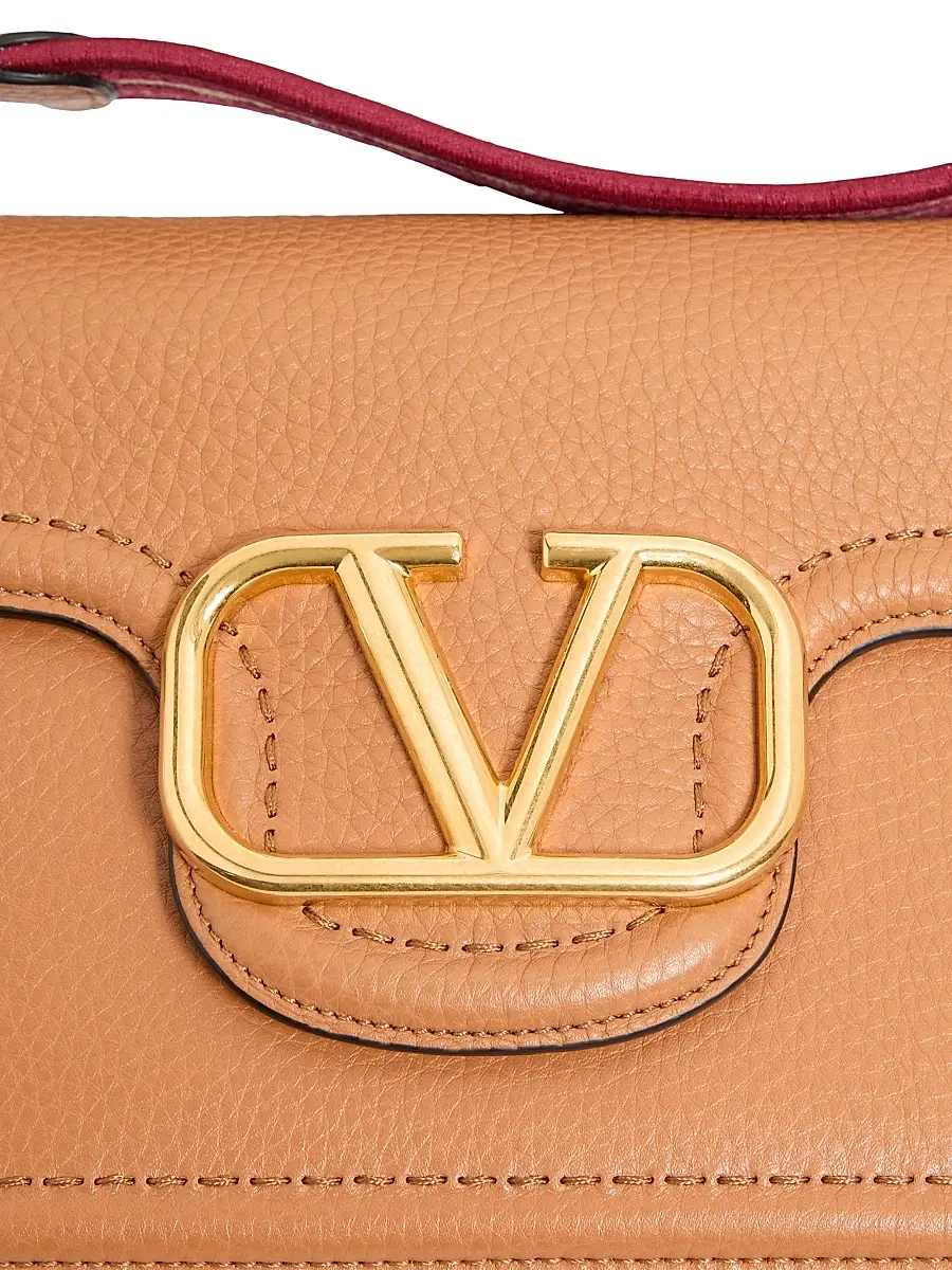 Valentino Garavani Women's Alltime Shoulder Bag in Grainy Calfskin - Almond | Thumbnail 6