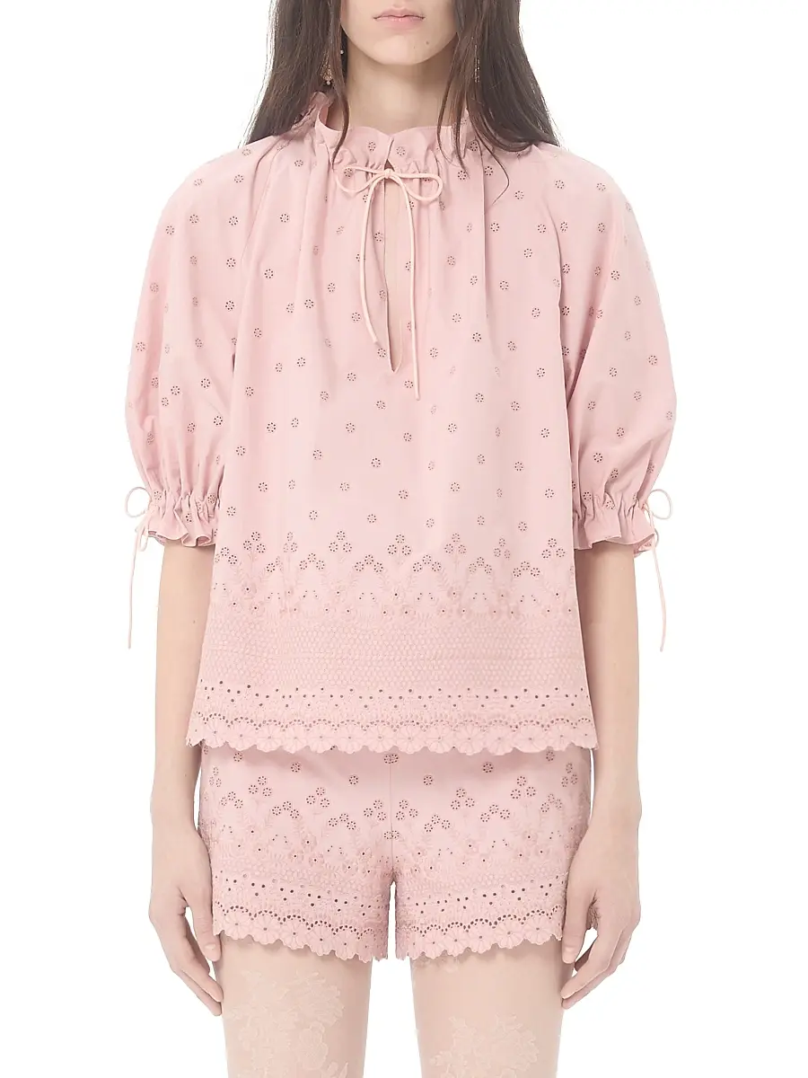 Valentino Women's Sangallo Lace Top with Fleurs Ajours Margheritine Pattern | Thumbnail 2 Valentino Women's Sangallo Lace Top with Fleurs Ajours Margheritine Pattern | Thumbnail 2
