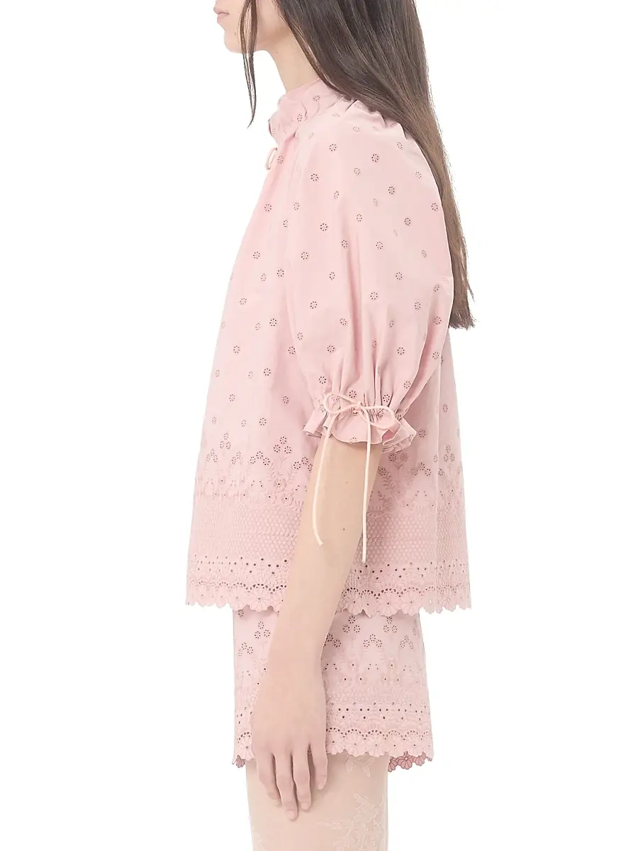 Valentino Women's Sangallo Lace Top with Fleurs Ajours Margheritine Pattern | Thumbnail 3 Valentino Women's Sangallo Lace Top with Fleurs Ajours Margheritine Pattern | Thumbnail 3