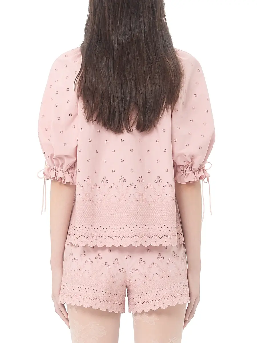 Valentino Women's Sangallo Lace Top with Fleurs Ajours Margheritine Pattern | Thumbnail 4 Valentino Women's Sangallo Lace Top with Fleurs Ajours Margheritine Pattern | Thumbnail 4