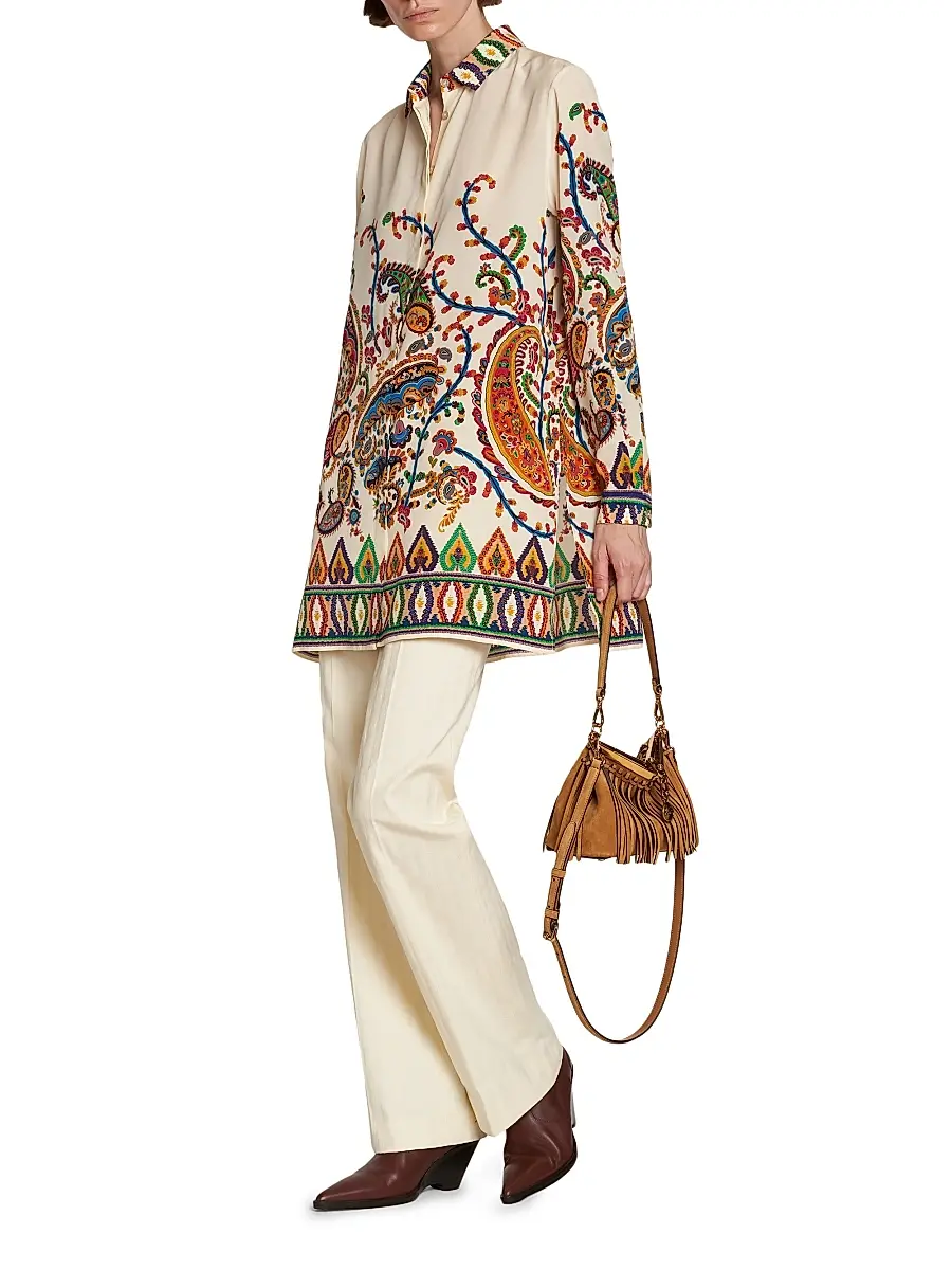 Etro Women's Paisley Silk Tunic Shirt | Thumbnail 2