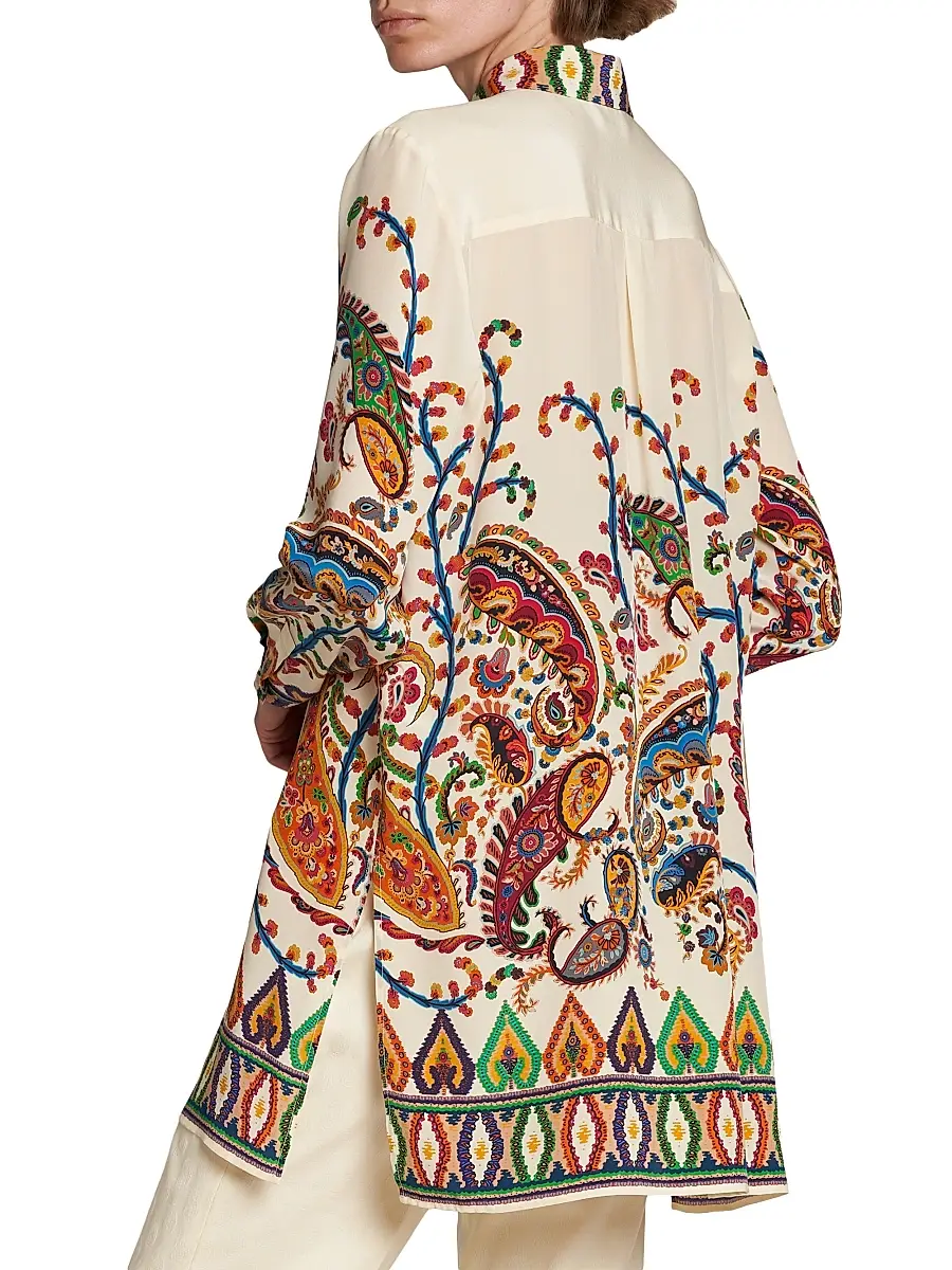 Etro Women's Paisley Silk Tunic Shirt | Thumbnail 5