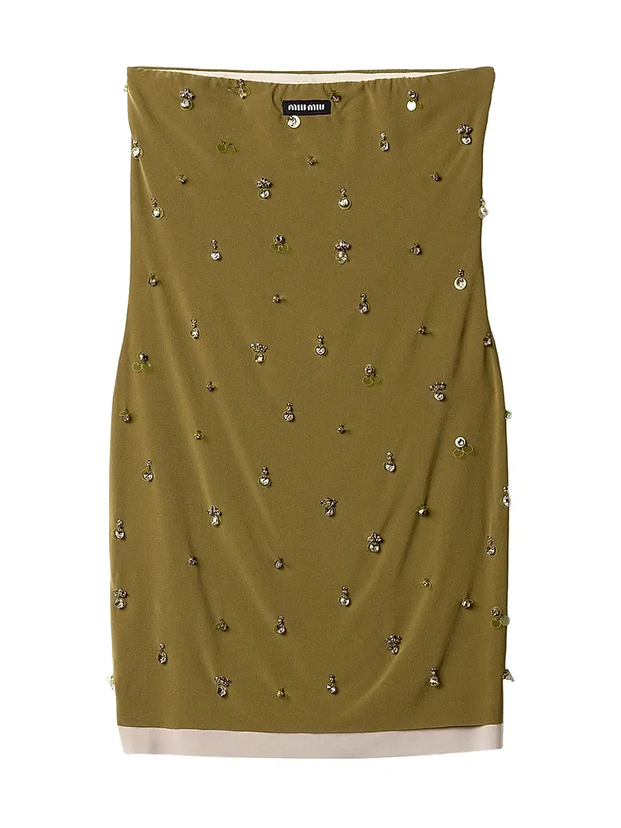 Women's Embroidered Stretch Georgette Mini-Dress - Green