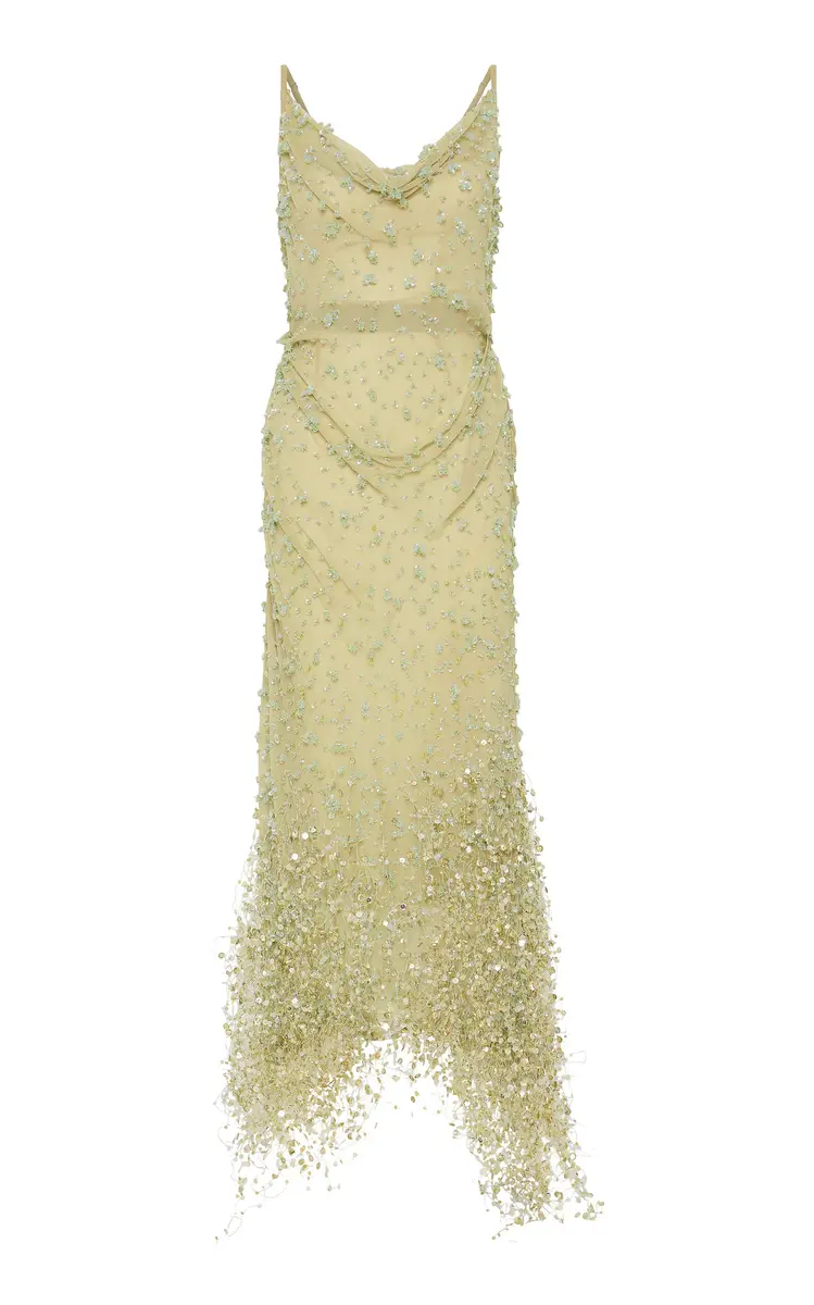 RACHEL GILBERT Anika Embellished Georgette Midi Dress