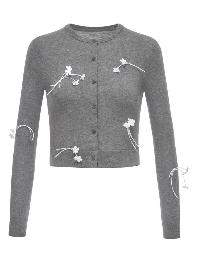 MONTSAND 3D Floral Cotton-Modal Cardigan