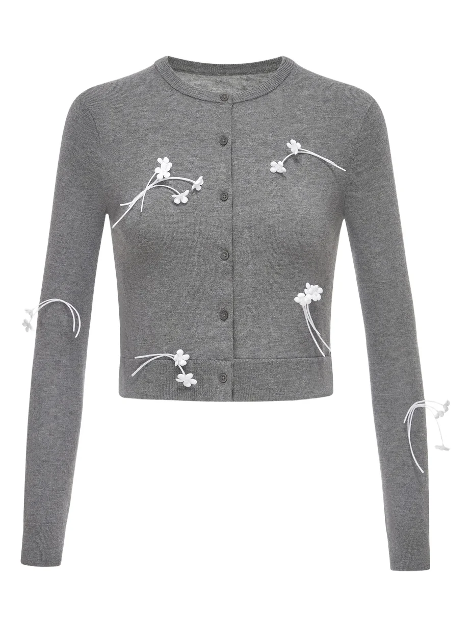 MONTSAND 3D Floral Cotton-Modal Cardigan