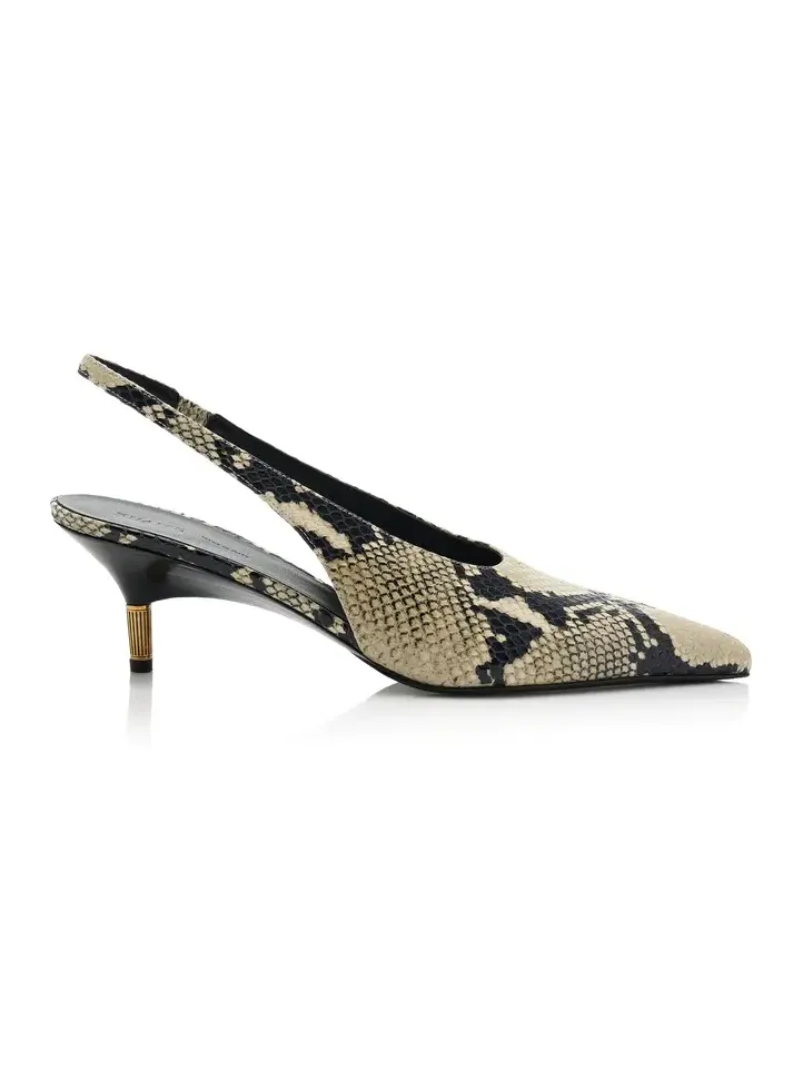 Bella Snake-Effect Leather Slingback Pumps