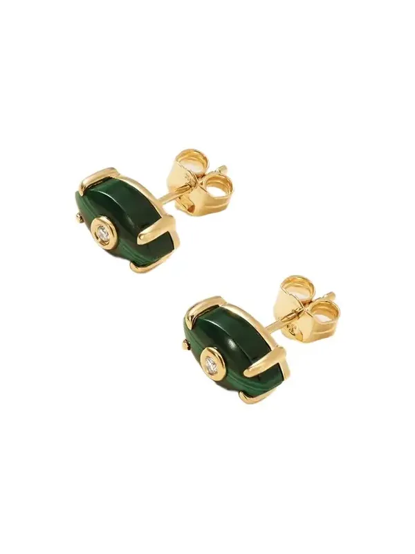 14-karat Gold, Malachite And Diamond Earrings 14-karat Gold, Malachite And Diamond Earrings