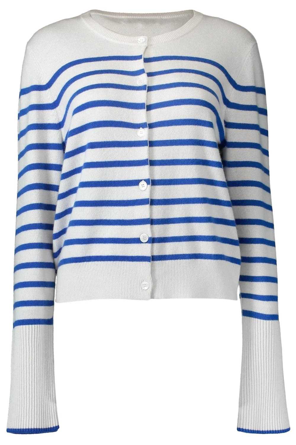 Striped Lean Lines Cardigan - Cream Cobalt Striped Lean Lines Cardigan - Cream Cobalt