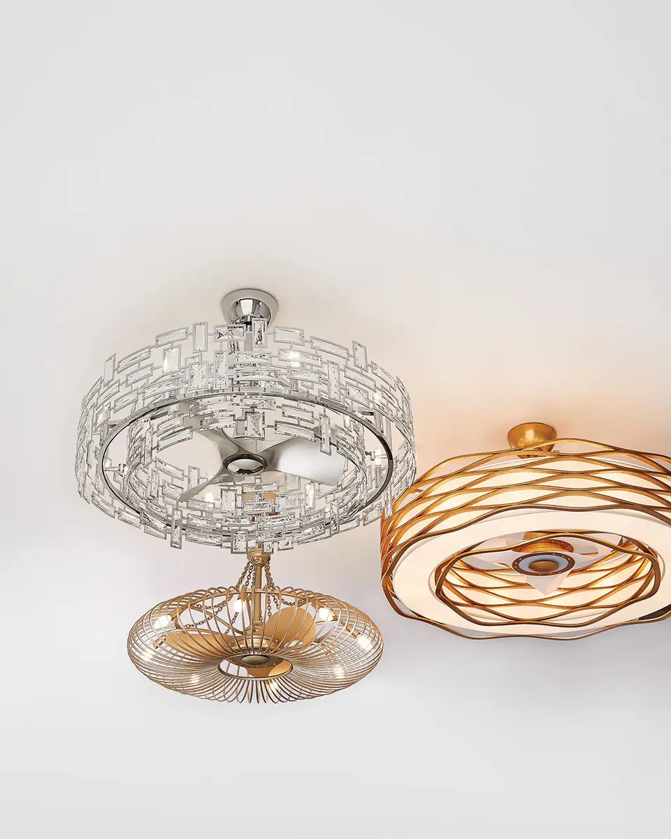 John-Richard Collection Ribbons of Gold 12-Light Pendant with Fan | Thumbnail 2 John-Richard Collection Ribbons of Gold 12-Light Pendant with Fan | Thumbnail 2