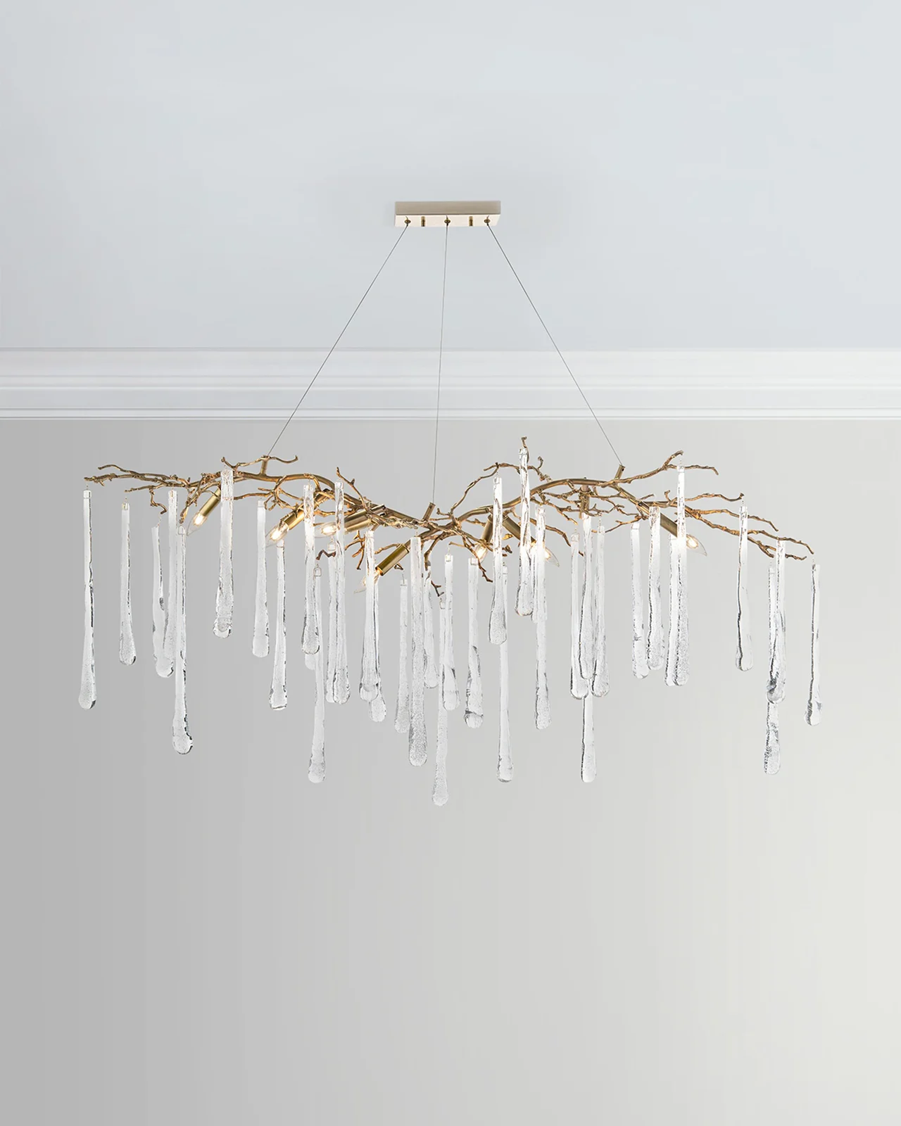 John-Richard Collection Brass & Glass Teardrop Chandelier