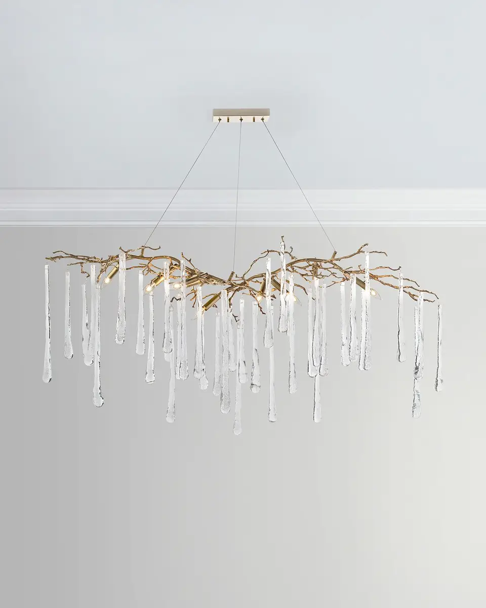 John-Richard Collection Brass & Glass Teardrop Chandelier | Image 1 John-Richard Collection Brass & Glass Teardrop Chandelier | Image 1