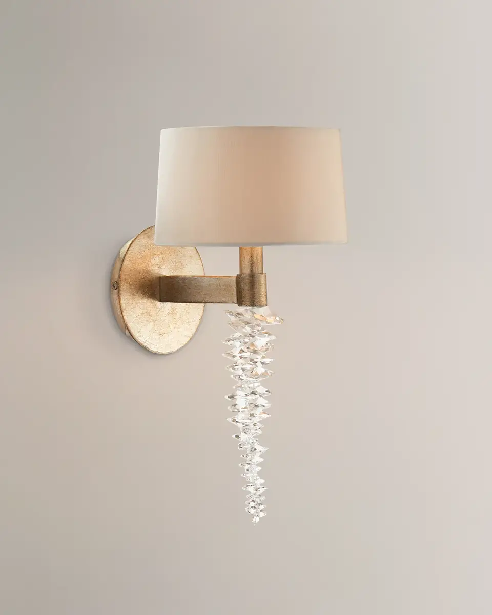 John-Richard Collection Cascading Crystal Waterfall 14" Sconce | Image 1 John-Richard Collection Cascading Crystal Waterfall 14" Sconce | Image 1