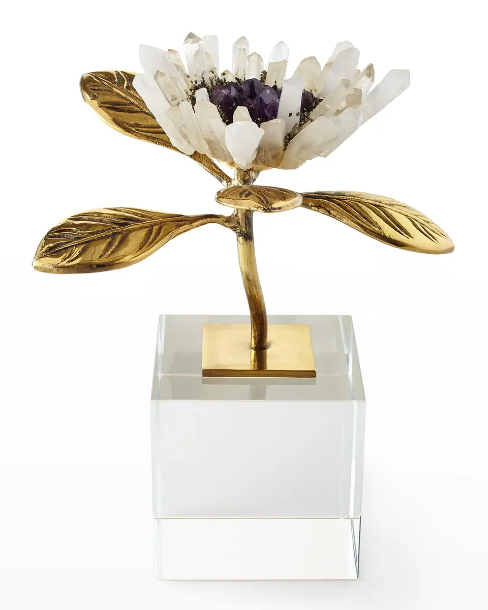 John-Richard Collection Single Crystal Bloom Floral Sculpture