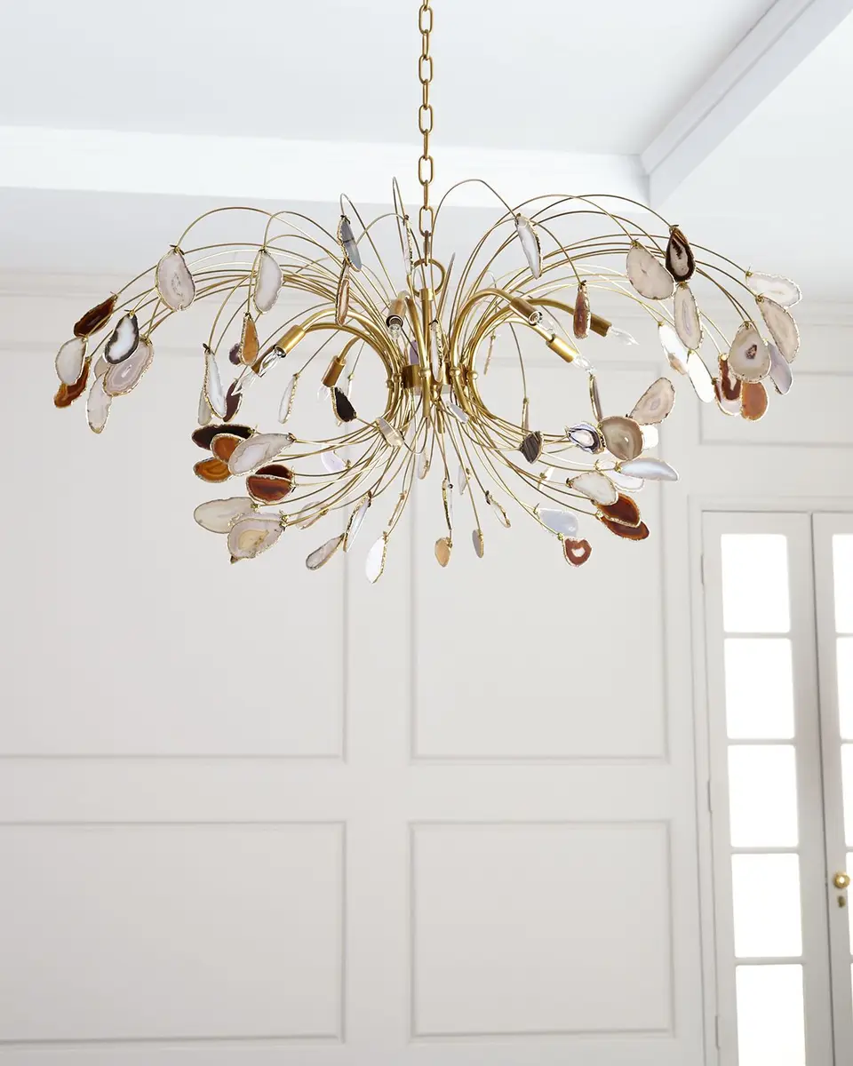 John-Richard Collection Agate and Brass 8-Light Chandelier | Image 1 John-Richard Collection Agate and Brass 8-Light Chandelier | Image 1
