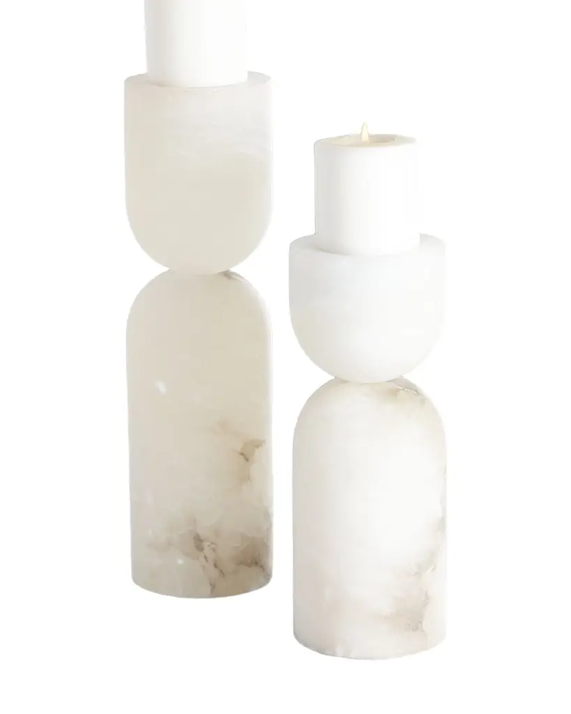 John-Richard Collection Alabaster Candle Holders, Set of 2 | Image 1 John-Richard Collection Alabaster Candle Holders, Set of 2 | Image 1