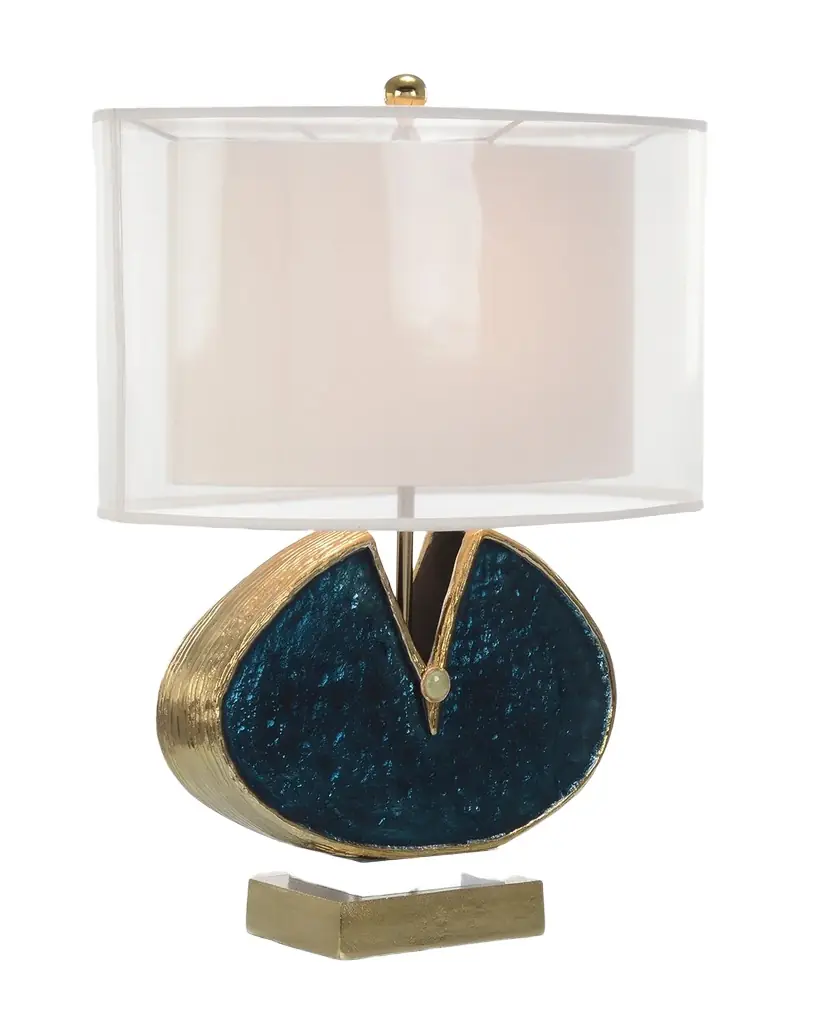 John-Richard Collection Blue Enameled & Jeweled Lamp