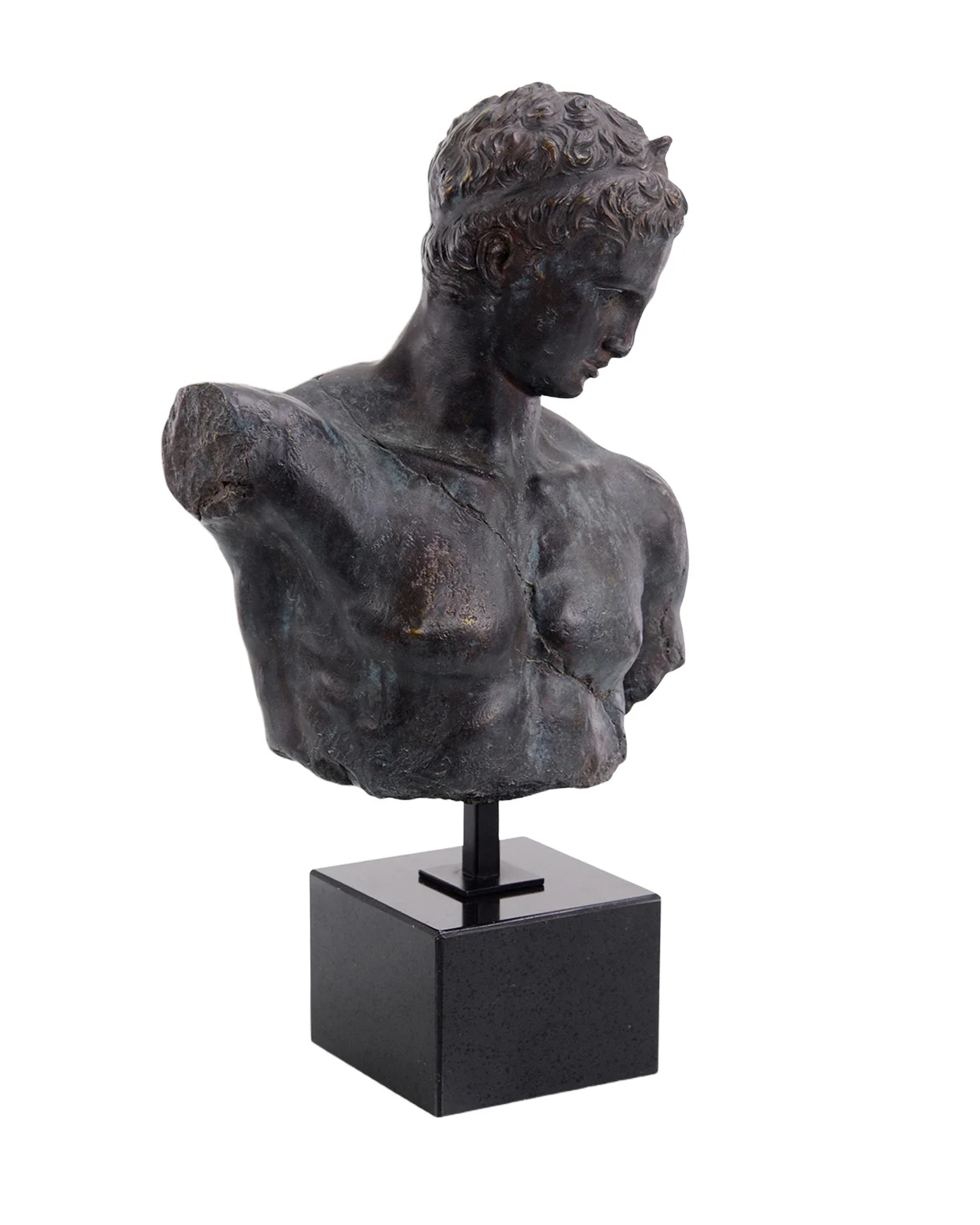 John-Richard Collection Greek Bust Sculpture in Verde Black