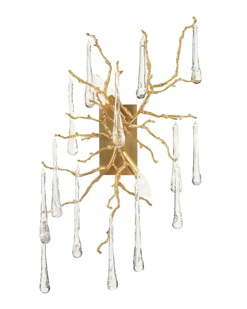 John-Richard Collection Brass & Glass Teardrop Two-Light Wall Sconce | Image 1 John-Richard Collection Brass & Glass Teardrop Two-Light Wall Sconce | Image 1