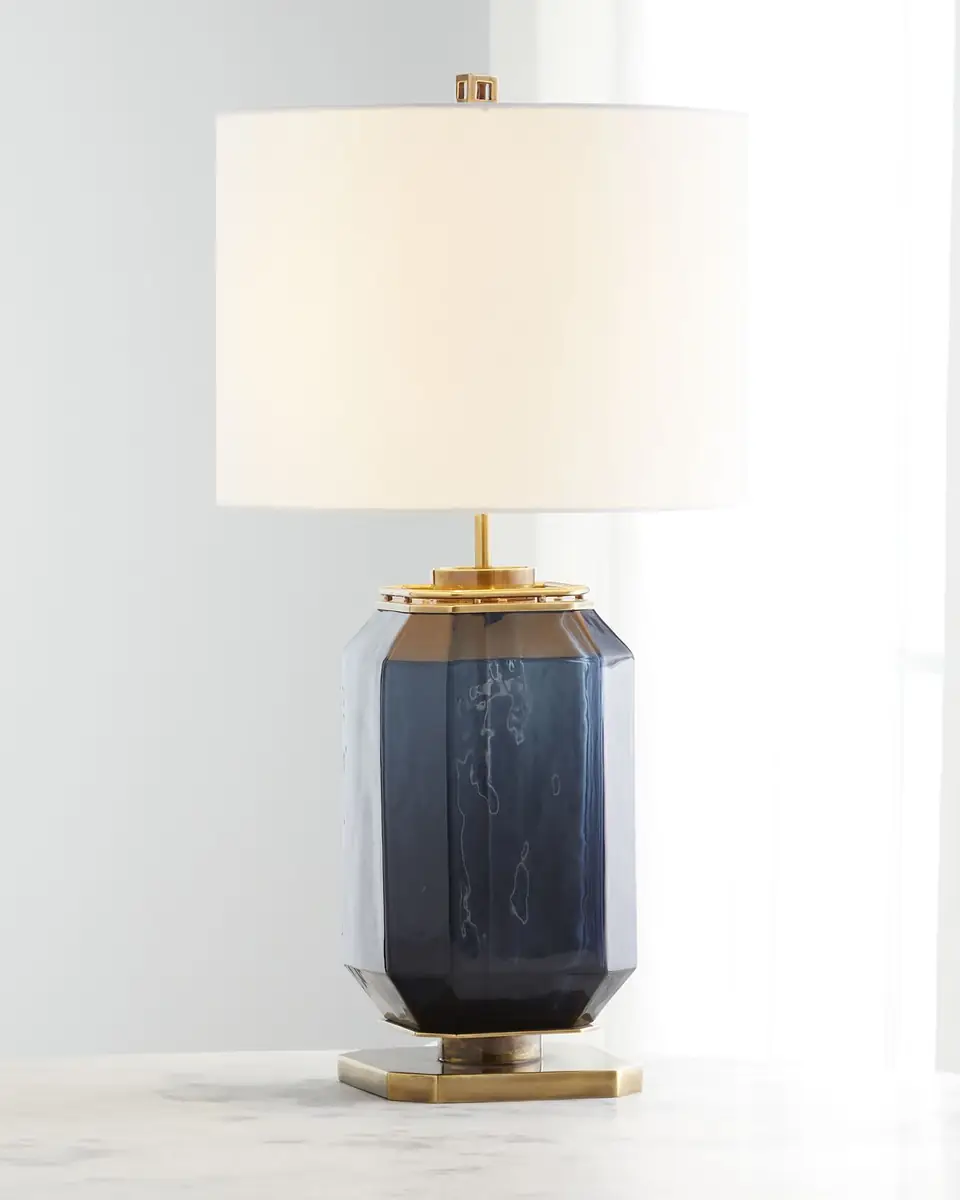 John-Richard Collection Navy Blue Glass and Brass Table Lamp | Thumbnail 2 John-Richard Collection Navy Blue Glass and Brass Table Lamp | Thumbnail 2