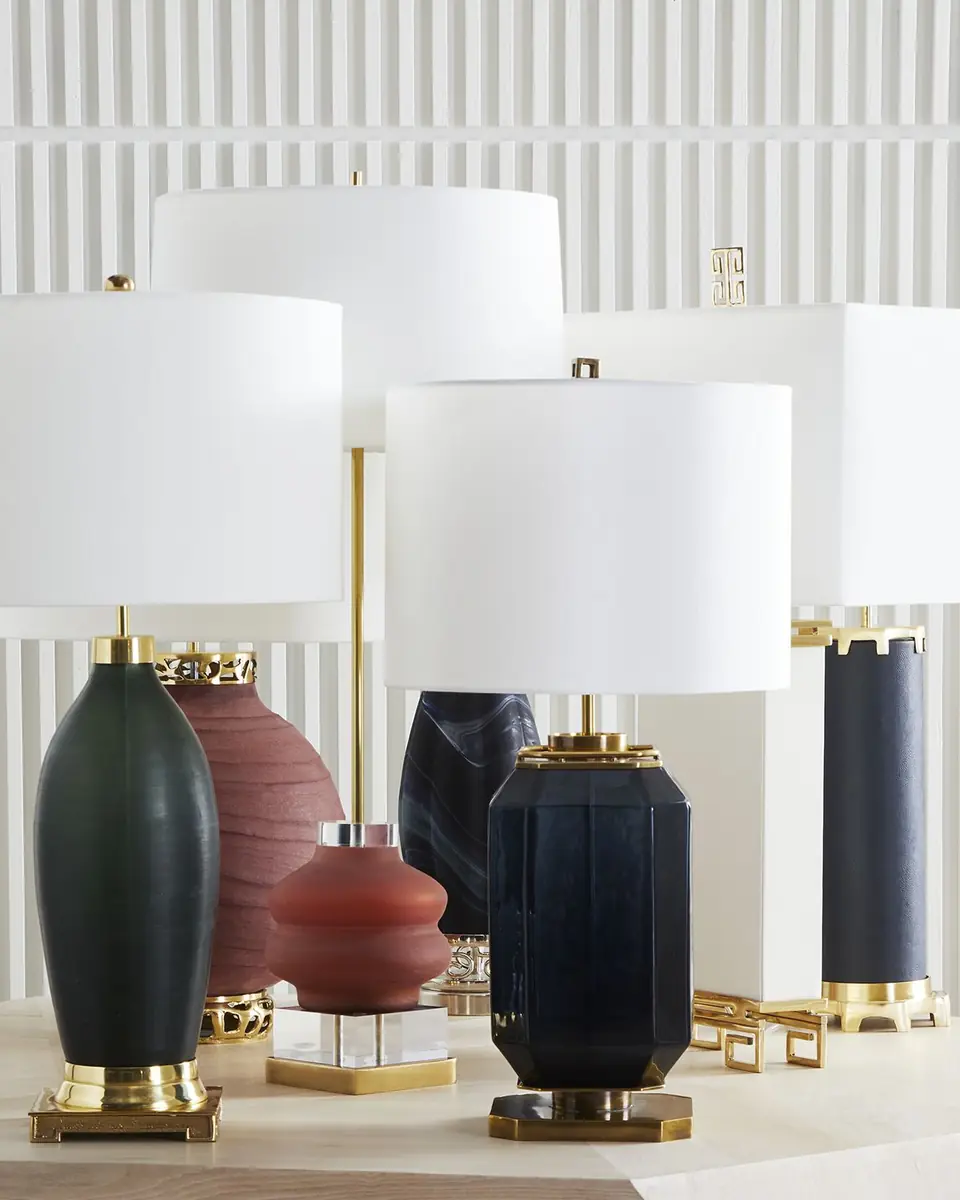 John-Richard Collection Navy Blue Glass and Brass Table Lamp | Thumbnail 4 John-Richard Collection Navy Blue Glass and Brass Table Lamp | Thumbnail 4