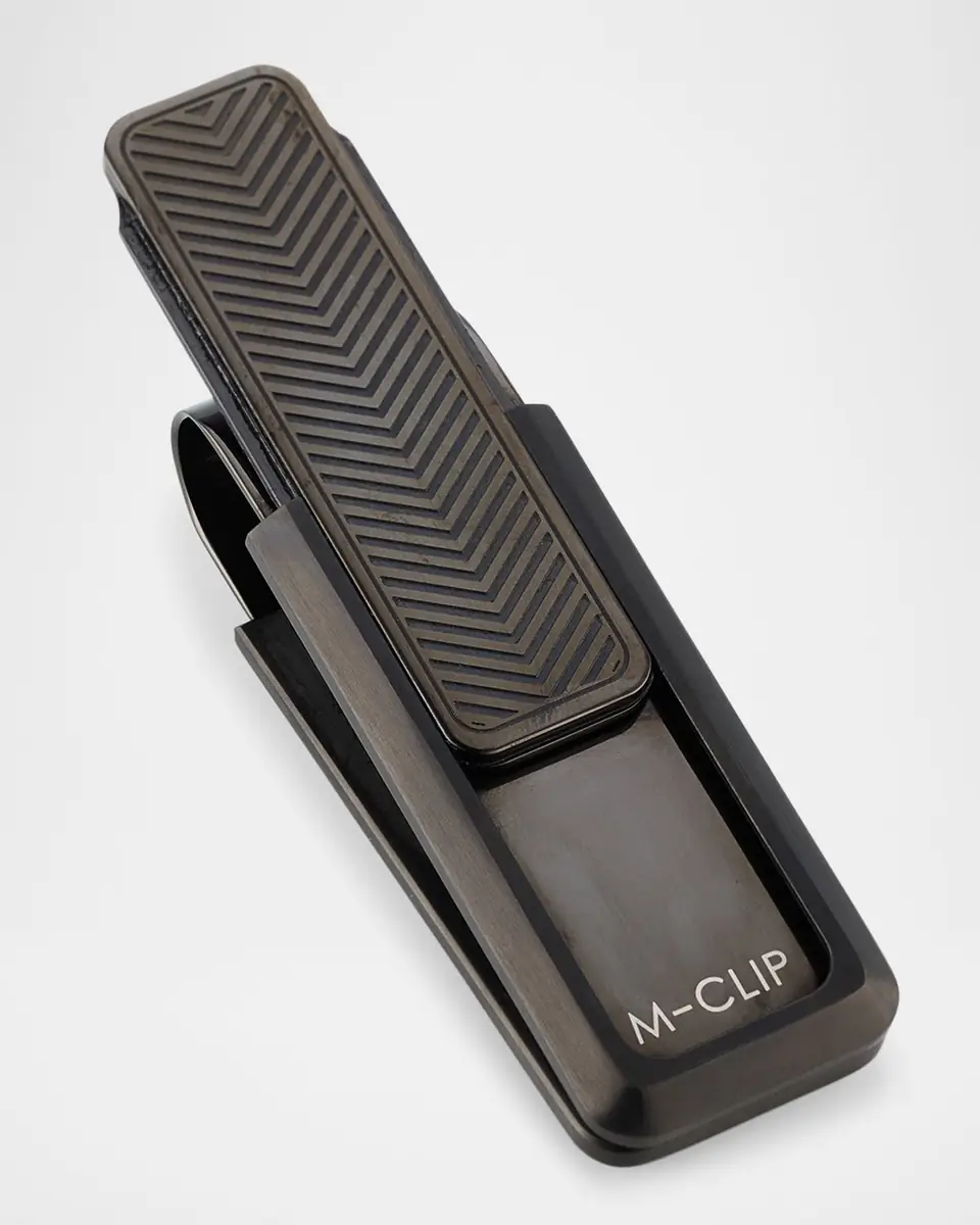 M Clip Men's Chevron IP Black Stainless Steel Money Clip | Thumbnail 2