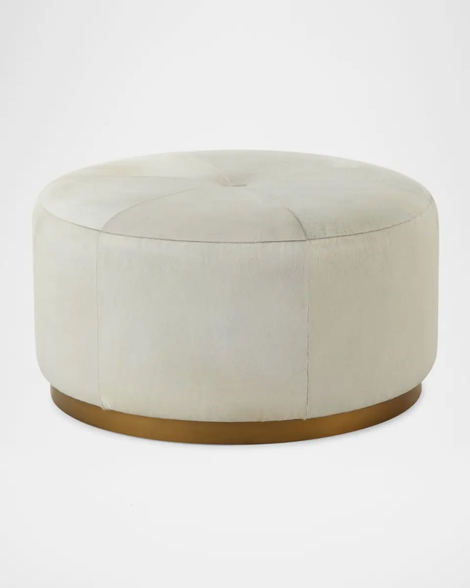 Jamie Young Thackery Round Hair-Hide Pouf | Thumbnail 2