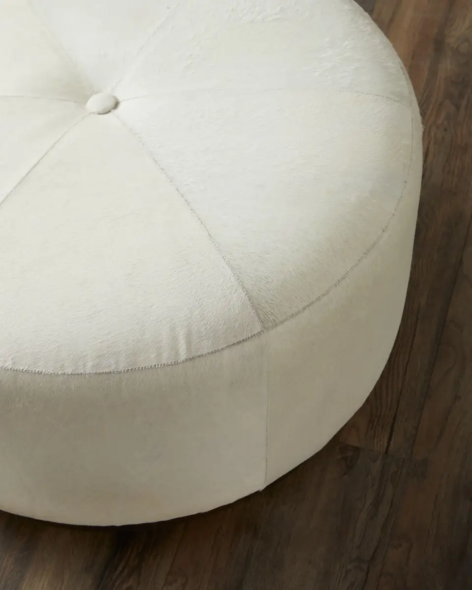 Jamie Young Thackery Round Hair-Hide Pouf | Thumbnail 3