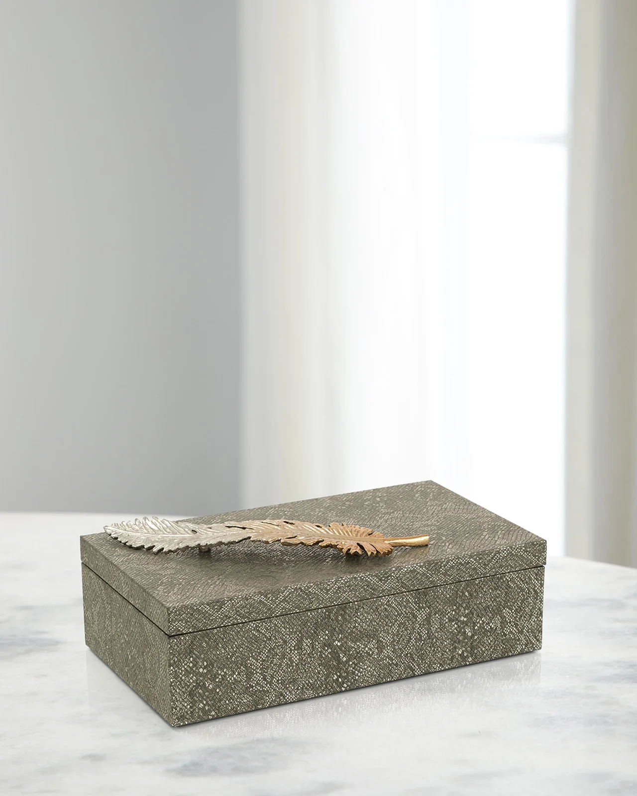 John-Richard Collection Feathered Vegan Snakeskin Box