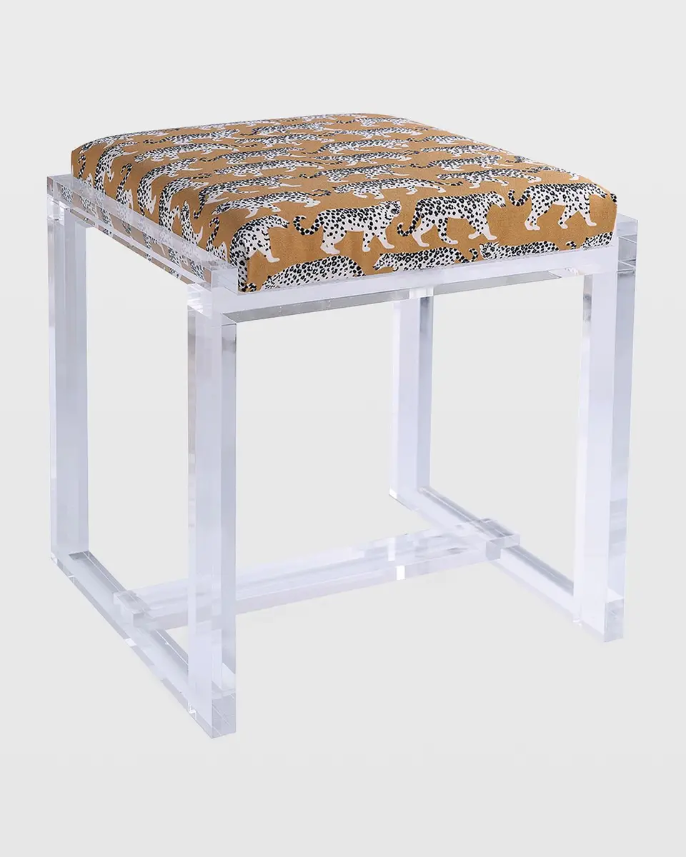 Port 68 Glencoe Lucite Bench, Prowling Khaki (Leopard Pattern) | Thumbnail 2 Port 68 Glencoe Lucite Bench, Prowling Khaki (Leopard Pattern) | Thumbnail 2