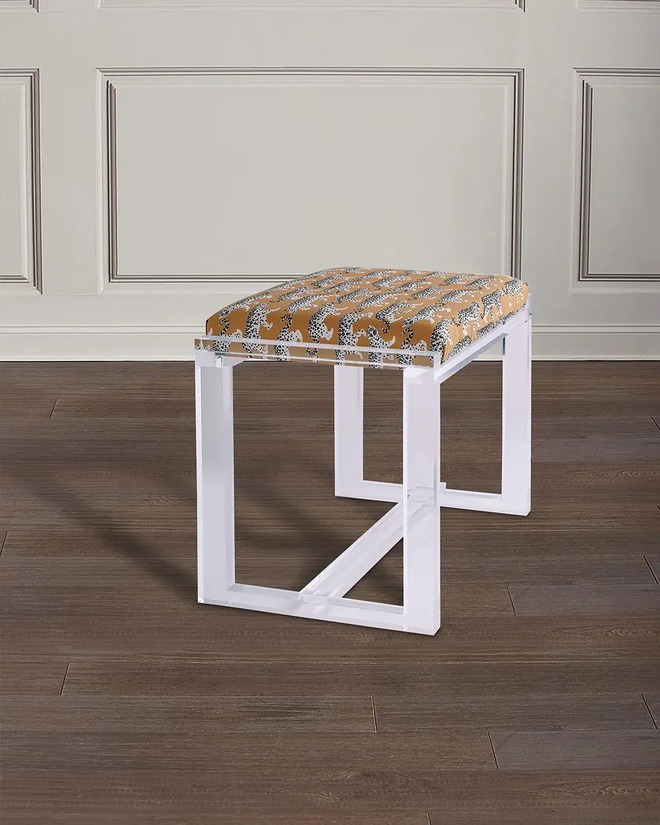 Port 68 Glencoe Lucite Bench, Prowling Khaki (Leopard Pattern) | Thumbnail 4 Port 68 Glencoe Lucite Bench, Prowling Khaki (Leopard Pattern) | Thumbnail 4