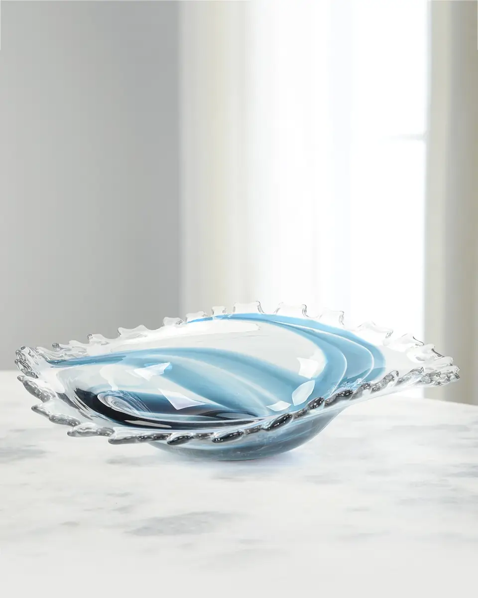 John-Richard Collection Hand-Blown Blue and Clear Glass Bowl | Thumbnail 2 John-Richard Collection Hand-Blown Blue and Clear Glass Bowl | Thumbnail 2
