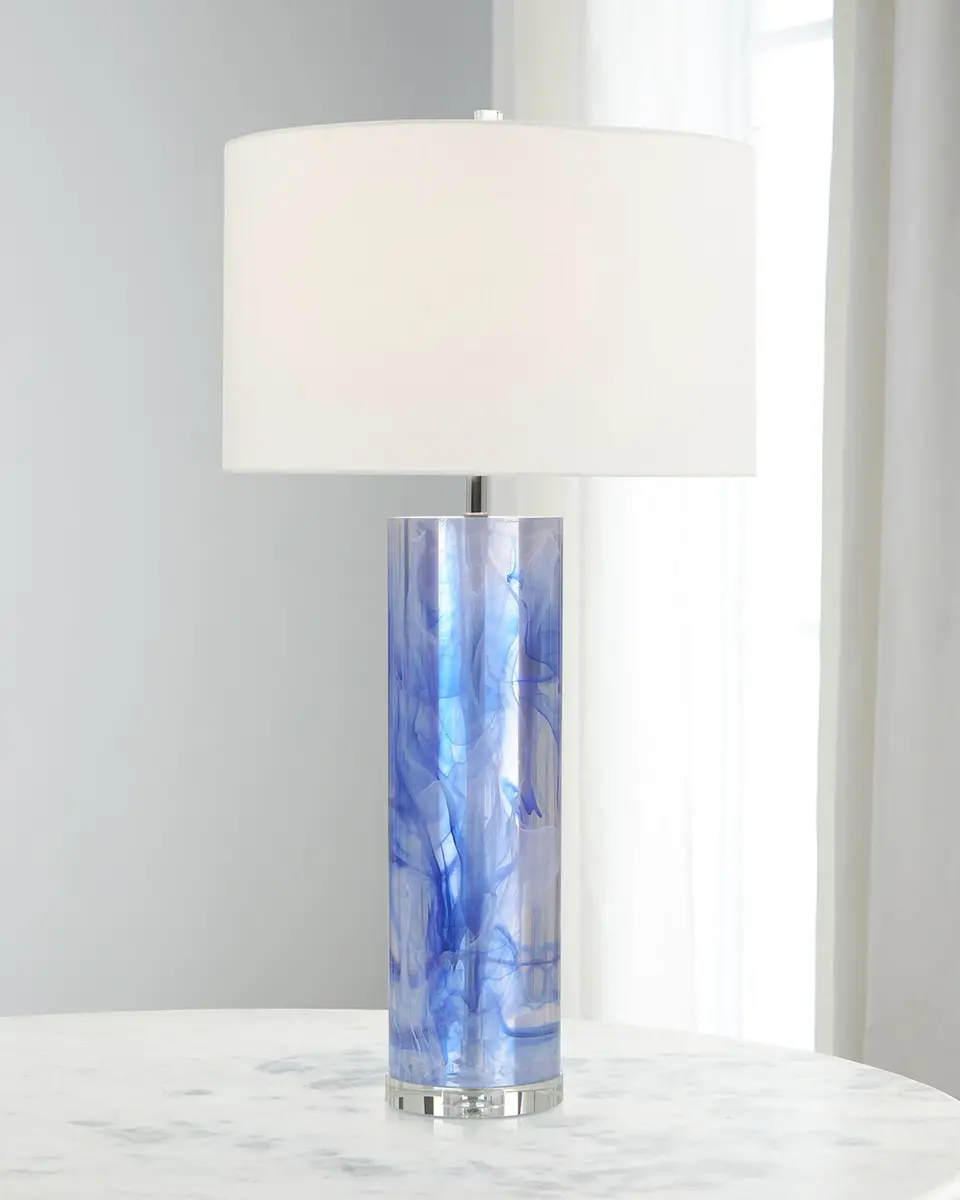 John-Richard Collection Cylinder Blue & Clear Resin Table Lamp | Image 1 John-Richard Collection Cylinder Blue & Clear Resin Table Lamp | Image 1