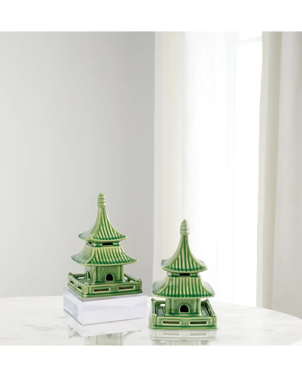 Port 68 Green Short Pagoda Table Accents, Set of 2 | Thumbnail 3 Port 68 Green Short Pagoda Table Accents, Set of 2 | Thumbnail 3