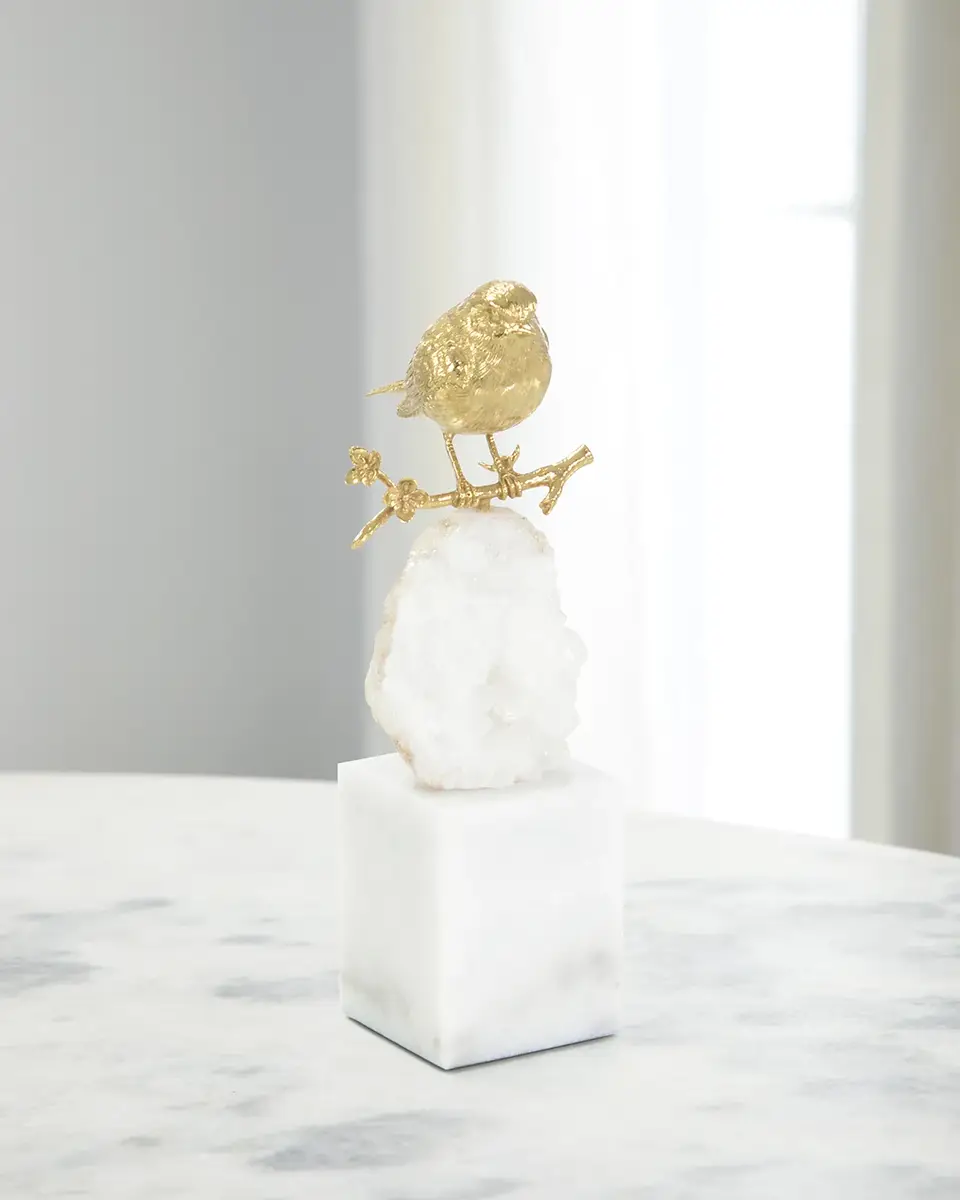 John-Richard Collection Brass Bird & Quartz Sculpture II | Image 1 John-Richard Collection Brass Bird & Quartz Sculpture II | Image 1
