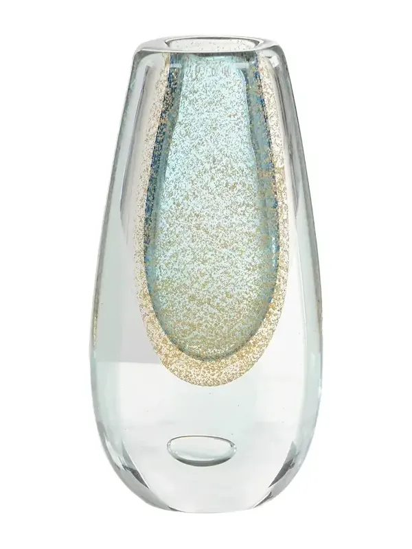 John-Richard Collection Gold-Flecked Blue Handblown Glass Vase II
