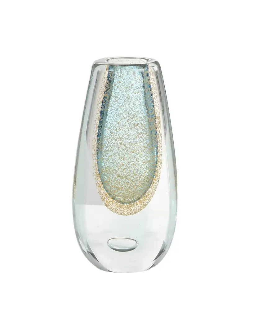 John-Richard Collection Gold-Flecked Blue Handblown Glass Vase II | Image 1 John-Richard Collection Gold-Flecked Blue Handblown Glass Vase II | Image 1